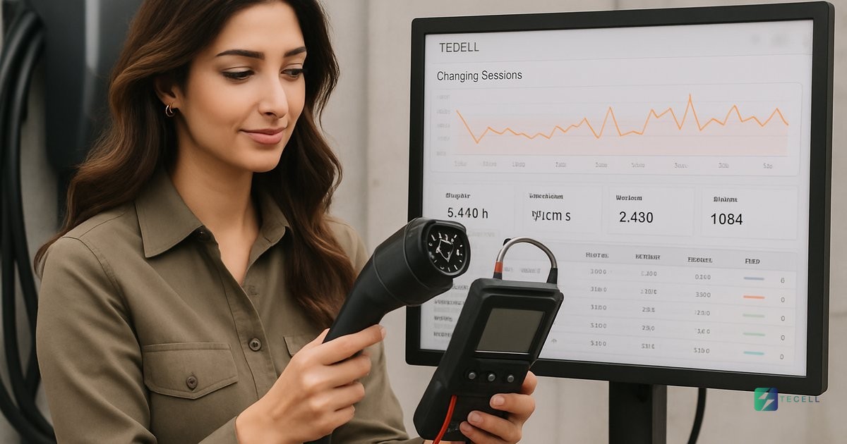 Does Tecell's CMS support real-time monitoring of charging cable health?